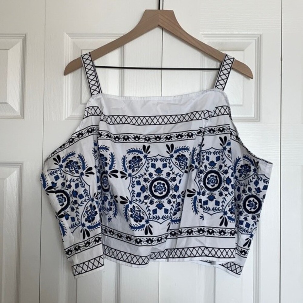 NWT Lane Bryant Square Neck Floral Bodice Crop Top Plus Sz 26/28